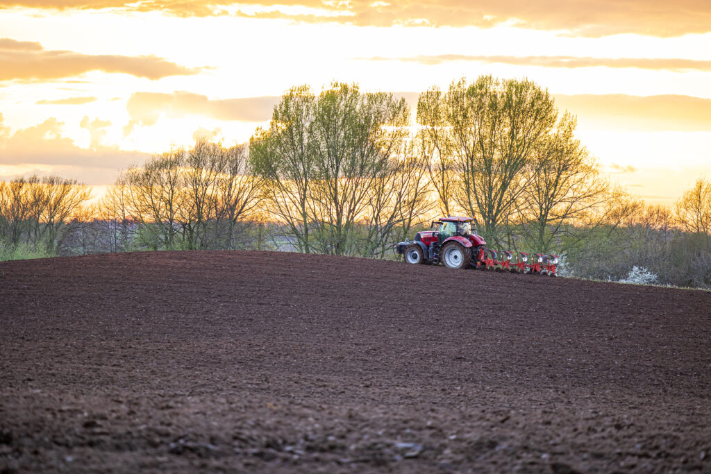 A Case IH tractor ploughing